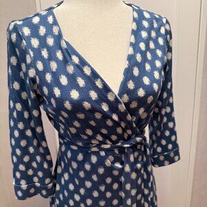 DVF New Julian two polka dot silk wrap dress size 10 authentic